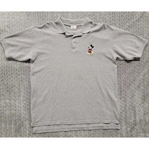 Disney Store Mickey Mouse Men's Polo Shirt Gray Embroidered Logo Size Large‎
